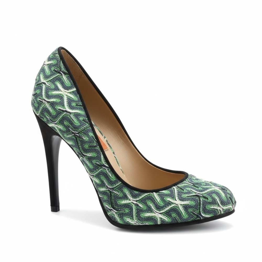 Missoni Green Printed Pumps Black Heels Shoes w/Box & Dustbag 6.5 - Picture 2 of 11